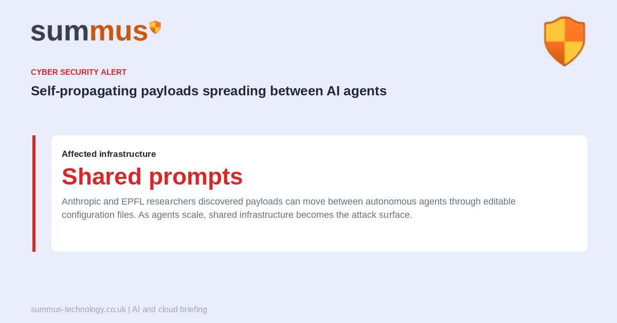 Anthropic and EPFL researchers found self-propagating payloads spreading between AI agents through editable system prompt files