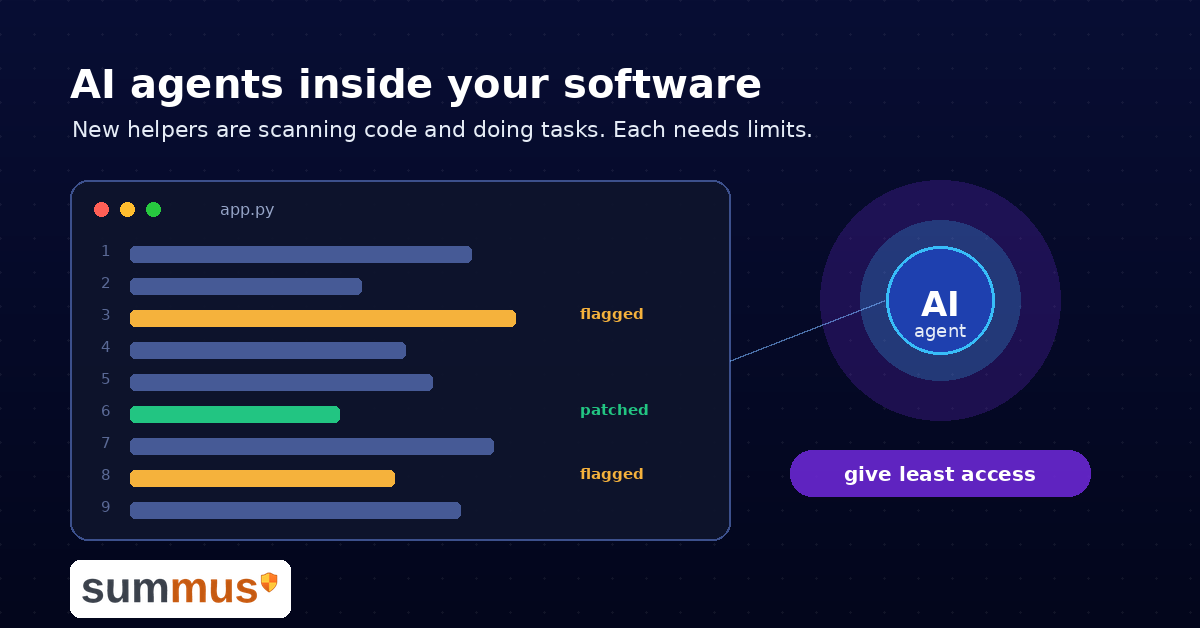 An AI assistant scanning lines of code and flagging security issues
