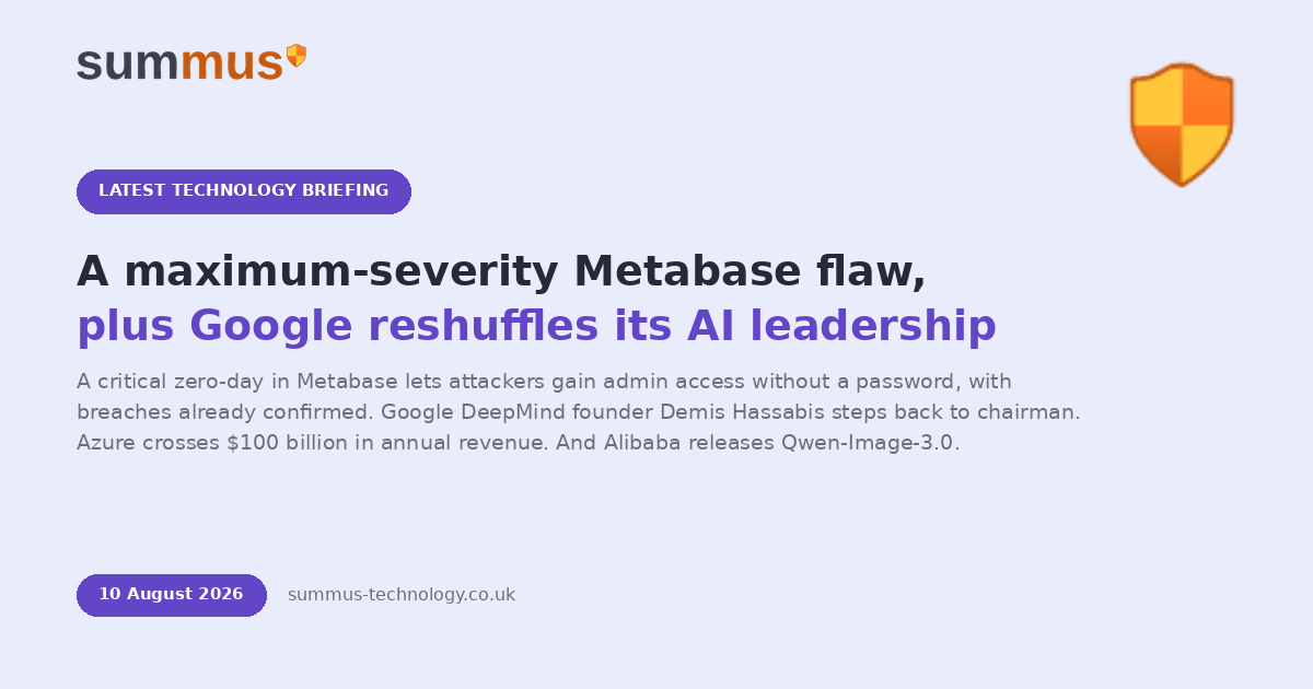 AI and cloud briefing: a maximum-severity Metabase flaw hits customer data, plus Google reshuffles its AI leadership