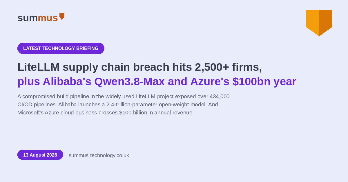 AI and cloud briefing: a 2,500-company supply chain breach, Alibaba's Qwen3.8-Max, and Azure's $100bn year