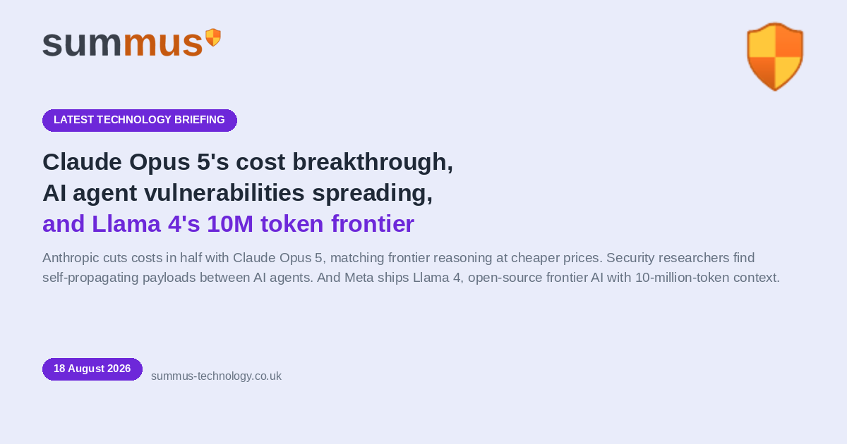 AI and cloud briefing: Claude Opus 5's cost breakthrough, self-propagating agent vulnerabilities, and Llama 4's 10M token leap