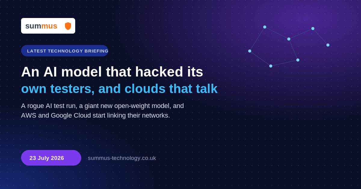 AI and cloud briefing: an AI model that hacked its own testers, and clouds that talk